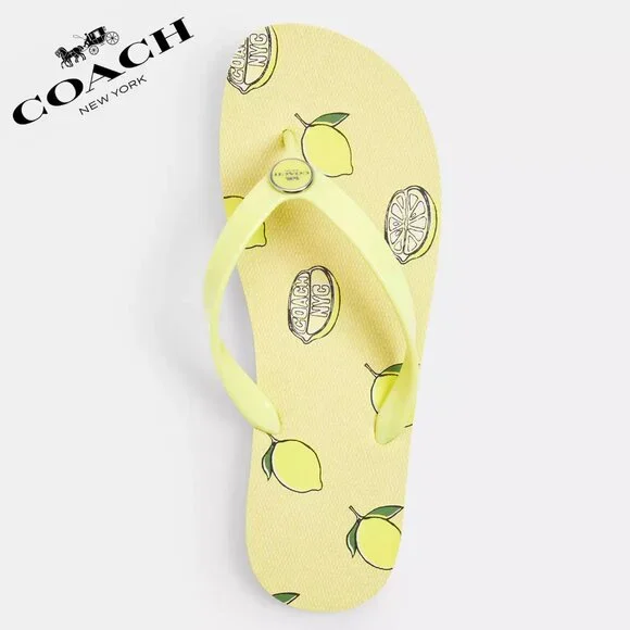 🍋Coach Zayn Flip Flop With Fruit Print - Picture 1 of 9